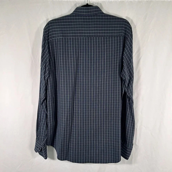 Bugatchi Uomo Dress Shirt men's Medium Black Plaid Button Up Long Sleeve - Picture 8 of 10